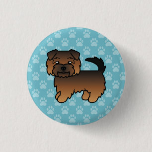 Chapa Redonda De 2,5 Cm Perro Norfolk Terrier Gris Carton Sobre Azul