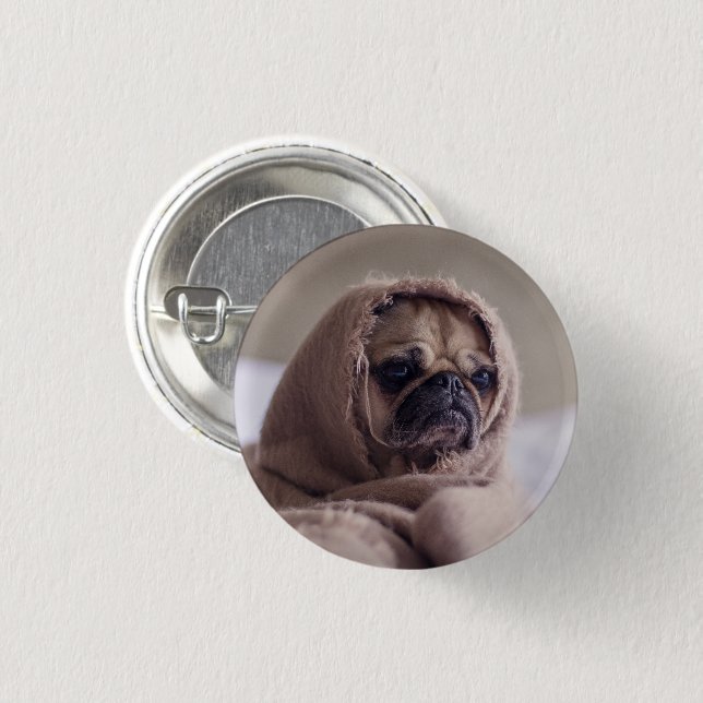 Chapa Redonda De 2,5 Cm Perro picado gracioso envuelto en una bufanda (Anverso y reverso)