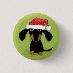 Chapa Redonda De 2,5 Cm Perro Santa de la salchicha de Frankfurt