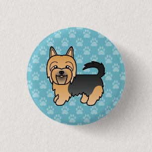 Chapa Redonda De 2,5 Cm Perro Terrier Australiano de color azul y broncead