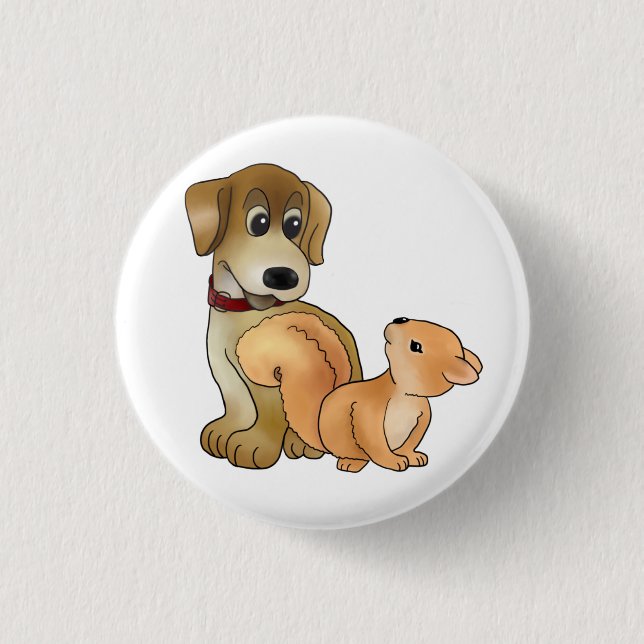 Chapa Redonda De 2,5 Cm Perro y ardilla (Anverso)