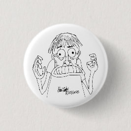 Chapa Redonda De 2,5 Cm personaje de dibujos animados con pánico