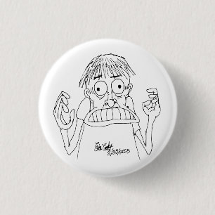 Chapa Redonda De 2,5 Cm personaje de dibujos animados con pánico