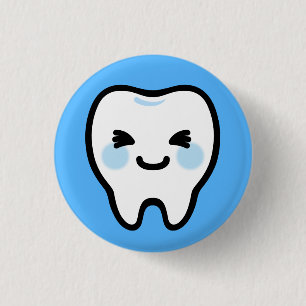 Chapa Redonda De 2,5 Cm Personaje de diente sonriente – Ilustración linda