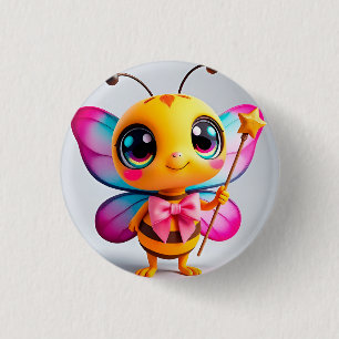 Chapa Redonda De 2,5 Cm Personaje de hada abeja de dibujos animados adorab
