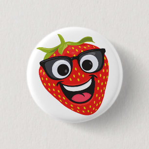 Chapa Redonda De 2,5 Cm Personaje Genial de Fresa – Arte Divertido de Frut