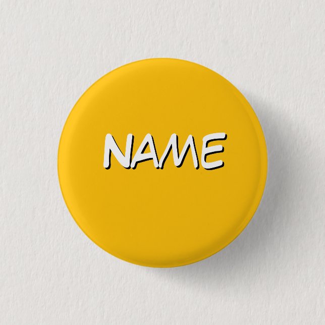 Chapa Redonda De 2,5 Cm Personaliza con nombre amarillo (Anverso)