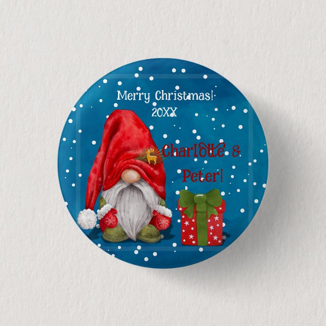 Chapa Redonda De 2,5 Cm Personalizable lindo padre Navidad (Anverso)