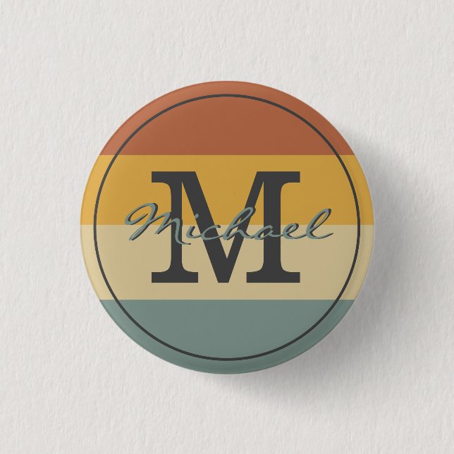 Chapa Redonda De 2,5 Cm Personalización de las iniciales de nombres rústic (Anverso)