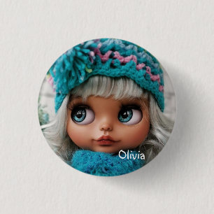 Chapa Redonda De 2,5 Cm Personalización, personal, cumpleaños, muñeca