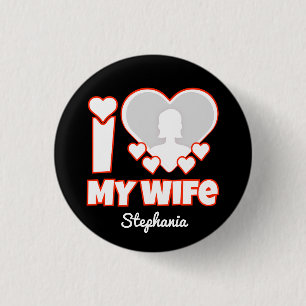 Chapa Redonda De 2,5 Cm Personalizado Amo A Mi Esposa - Añadir Nombre y Fo