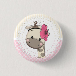 Chapa Redonda De 2,5 Cm Personalizado Baby Pink Giraffe Botton