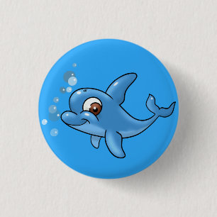 Chapa Redonda De 2,5 Cm Personalizado Cute Dolphin