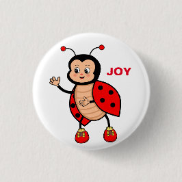 Chapa Redonda De 2,5 Cm Personalizado Cute Happy Ladybug