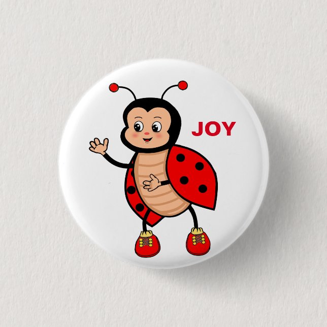 Chapa Redonda De 2,5 Cm Personalizado Cute Happy Ladybug (Anverso)