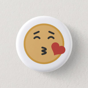 Chapa Redonda De 2,5 Cm Personalizado Cute Kiss Emoji Face