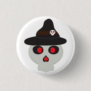 Chapa Redonda De 2,5 Cm personalizado de bruja de cráneo lindo