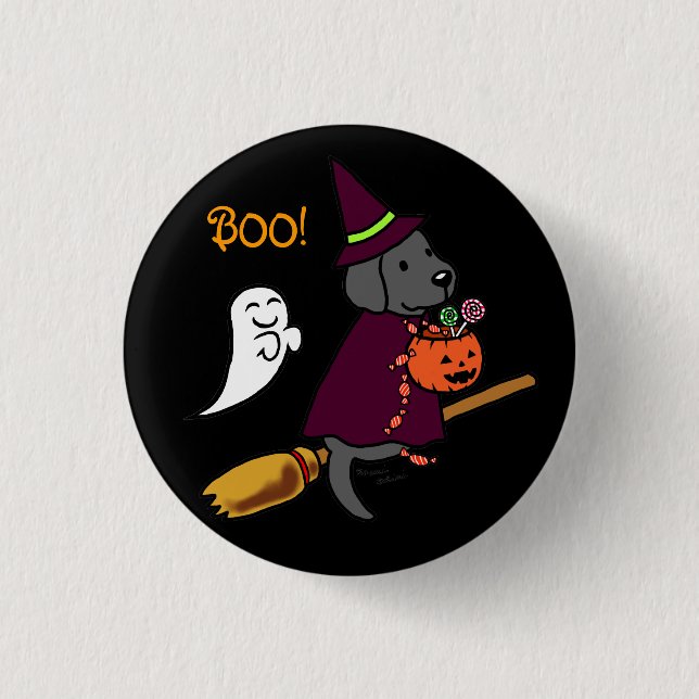 Chapa Redonda De 2,5 Cm Personalizado de Halloween Black Labrador 1 (Anverso)