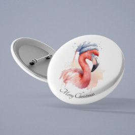 Chapa Redonda De 2,5 Cm Personalizado de Santa Claus Snowbird Flamingo