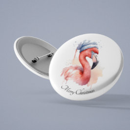 Chapa Redonda De 2,5 Cm Personalizado de Santa Claus Snowbird Flamingo