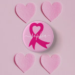Chapa Redonda De 2,5 Cm Personalizado de texto o nombre de la cinta de opc<br><div class="desc">La cinta rosa se ha convertido en el símbolo universal del cáncer de mama,  creando conciencia,  apoyo y reuniendo a las mujeres en solidaridad.</div>