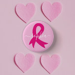 Chapa Redonda De 2,5 Cm Personalizado de texto o nombre de la cinta de opc<br><div class="desc">La cinta rosa se ha convertido en el símbolo universal del cáncer de mama,  creando conciencia,  apoyo y reuniendo a las mujeres en solidaridad.</div>