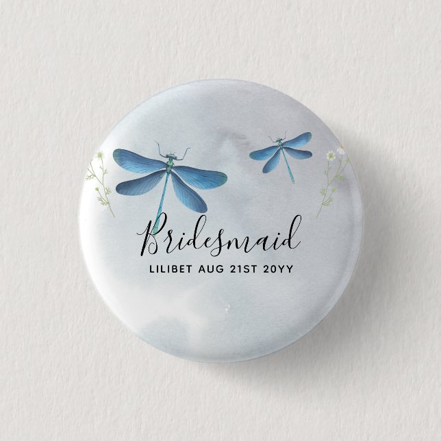 Chapa Redonda De 2,5 Cm Personalizado el partido de novias DragonFly BRIDE (Anverso)