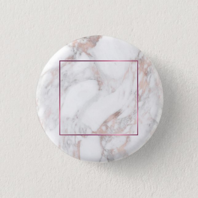 Chapa Redonda De 2,5 Cm Personalizado Elegante Rosa Gold Marble Blank Plan (Anverso)