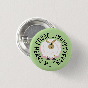 Chapa Redonda De 2,5 Cm Personalizado Fluffy Sheep Redondo
