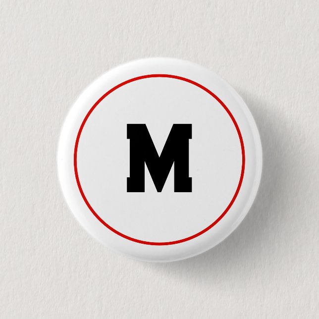 Chapa Redonda De 2,5 Cm Personalizado inicial en anillo rojo (Anverso)