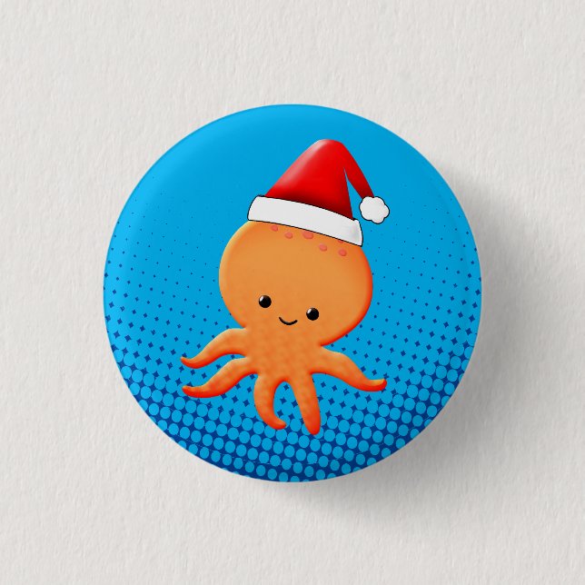Chapa Redonda De 2,5 Cm Personalizado lindo bebé Octopus Santas Gorra (Anverso)