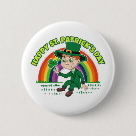 Chapa Redonda De 2,5 Cm Personalizado lindo leprechaun con shamrock y arco