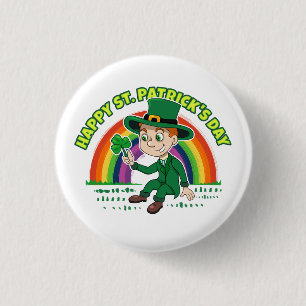 Chapa Redonda De 2,5 Cm Personalizado lindo leprechaun con shamrock y arco