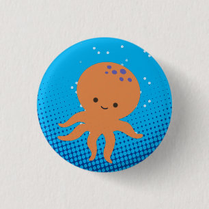 Chapa Redonda De 2,5 Cm Personalizado lindo Octopus Blue Ocean