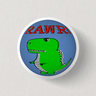 Chapa Redonda De 2,5 Cm Personalizado lindo y enojado T-Rex RAWR