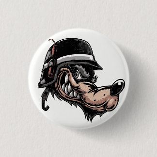Chapa Redonda De 2,5 Cm Personalizado lobo con dinamita en su casco alemán