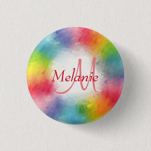 Chapa Redonda De 2,5 Cm Personalizado Mono gram Colorful Modern Abstract T