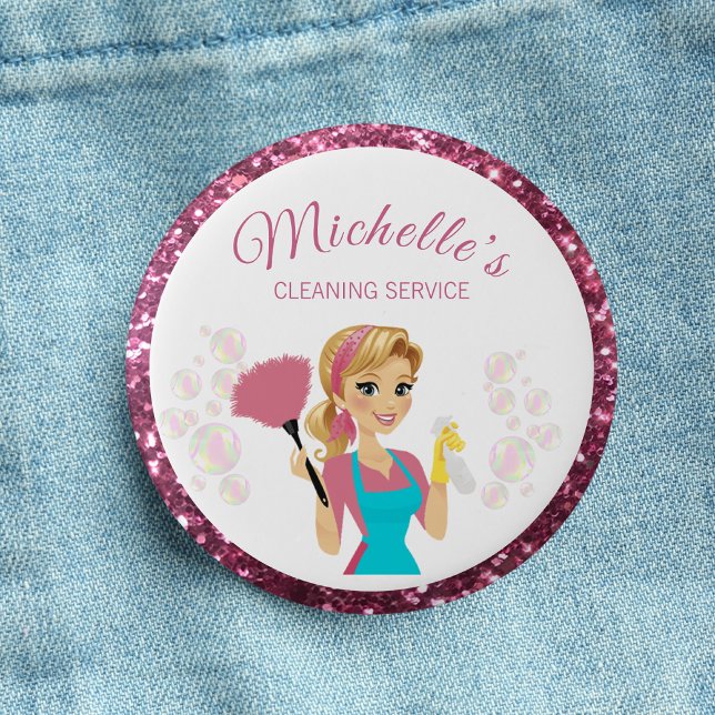 Chapa Redonda De 2,5 Cm Personalizado Purpurina Rosa Servicio de limpieza  (Subido por el creador)