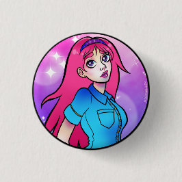 Chapa Redonda De 2,5 Cm Personalizado rosa lindo Chica Anime