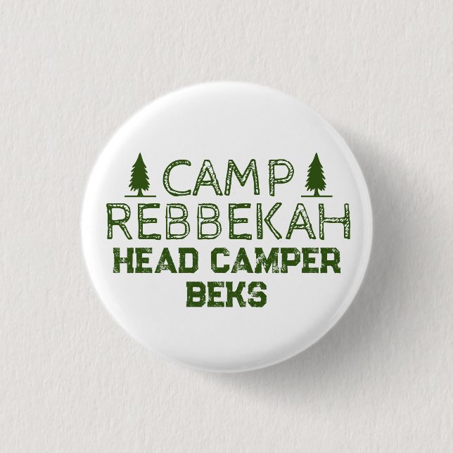Chapa Redonda De 2,5 Cm Personalizado Rustic Retro Camp Bachelorette Green (Anverso)