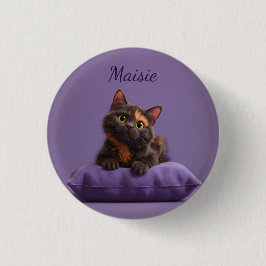 Chapa Redonda De 2,5 Cm Personalizado Tortoiseshell Kitten en un colchón m