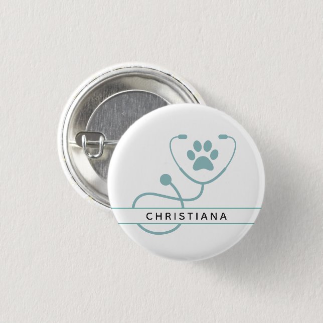 Chapa Redonda De 2,5 Cm Personalizado Veterinarios (Anverso y reverso)