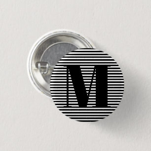 Chapa Redonda De 2,5 Cm Personalizar monograma franjas blancas iniciales