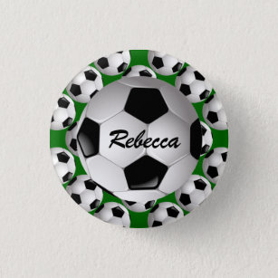 Chapa Redonda De 2,5 Cm Personalized Soccer Ball on Football Pattern