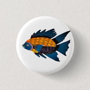 Chapa Redonda De 2,5 Cm Pescado, animal, dibujo