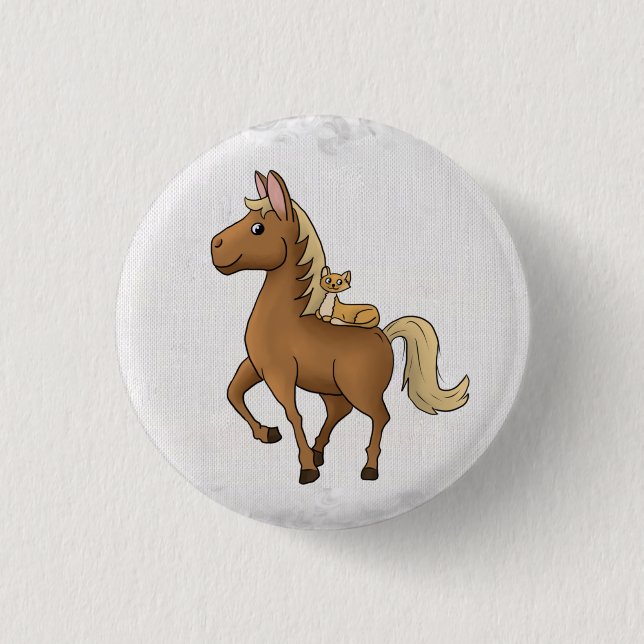 Chapa Redonda De 2,5 Cm Pferd und Katze (Anverso)