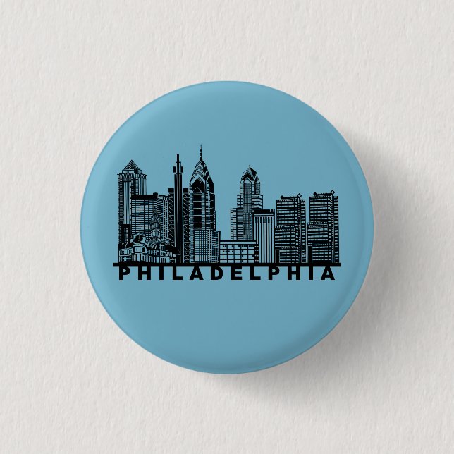 Chapa Redonda De 2,5 Cm Philadelphia Skyline Silhouette  (Anverso)