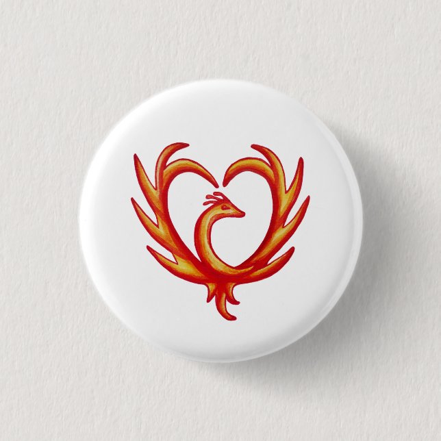 Chapa Redonda De 2,5 Cm Phoenix Heart (Anverso)