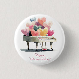 Chapa Redonda De 2,5 Cm Piano of Love Hearts