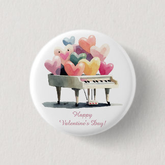 Chapa Redonda De 2,5 Cm Piano of Love Hearts